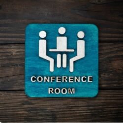 ξύλινη πινακίδα 10Χ10cm για αίθουσα συνεδρίων