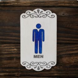 Πινακίδα για την Πόρτα της Ανδρικής Τουαλέτας Λευκό Μπλε