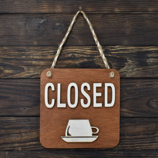 Ξύλινη Πινακίδα για Κατάστημα Καφέ Open/Closed Καρυδί €21,99