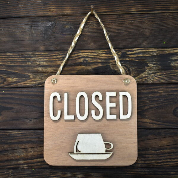 Ξύλινη Πινακίδα για Κατάστημα Καφέ Open/Closed Φυσικό Χρώμα €21,99