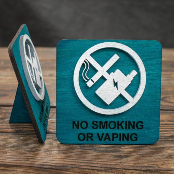 Ξύλινη Πινακίδα No Smoking, No Vaping