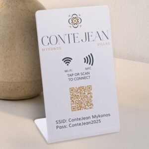 NFC και QR Code Ταμπελάκι με Κωδικούς Wi Fi