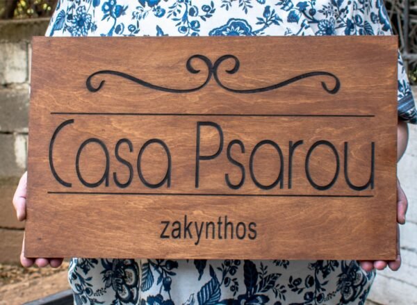 Ξύλινη Πινακίδα με Όνομα Καταλύματος 50Χ30cm - Image 2