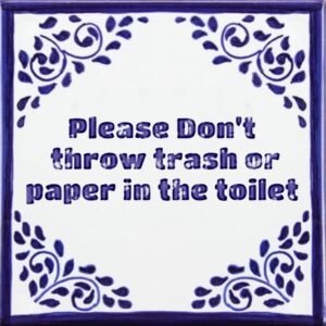 Πινακίδα Μην Πετάτε Χαρτιά στην Τουαλέτα σε Πλακάκι