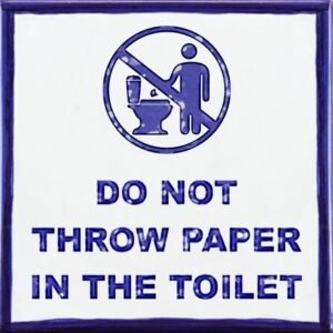 Πινακίδα Μην Πετάτε Χαρτιά στη Λεκάνη - Εκτυπωμένο Πλακάκι